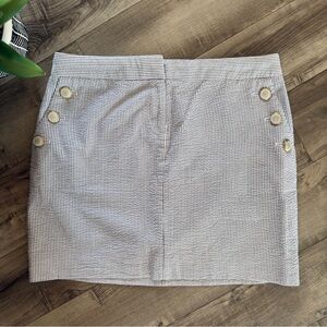 J. Crew sear sucker cotton mini skirt with silver button detail size 2